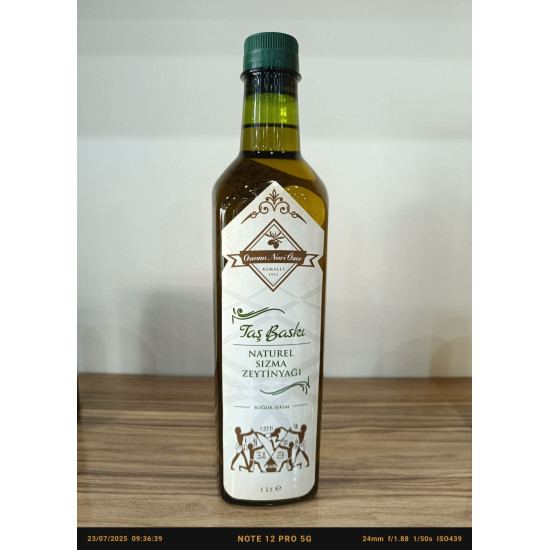 Naturel Sızma Soğuk Sıkım Taş Baskı Zeytin Yağı 1 LT Naturel Sızma Soğuk Sıkım Taş Baskı Zeytin Yağı 1 LT